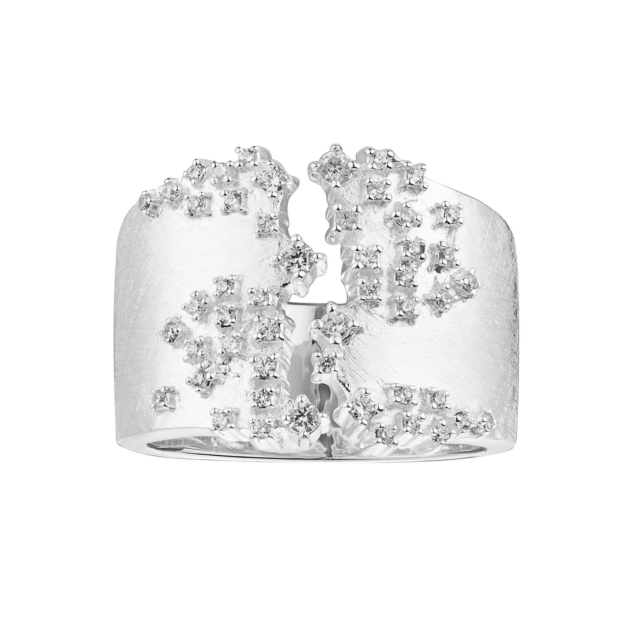 Ephira Brushed Silver CZ Ring