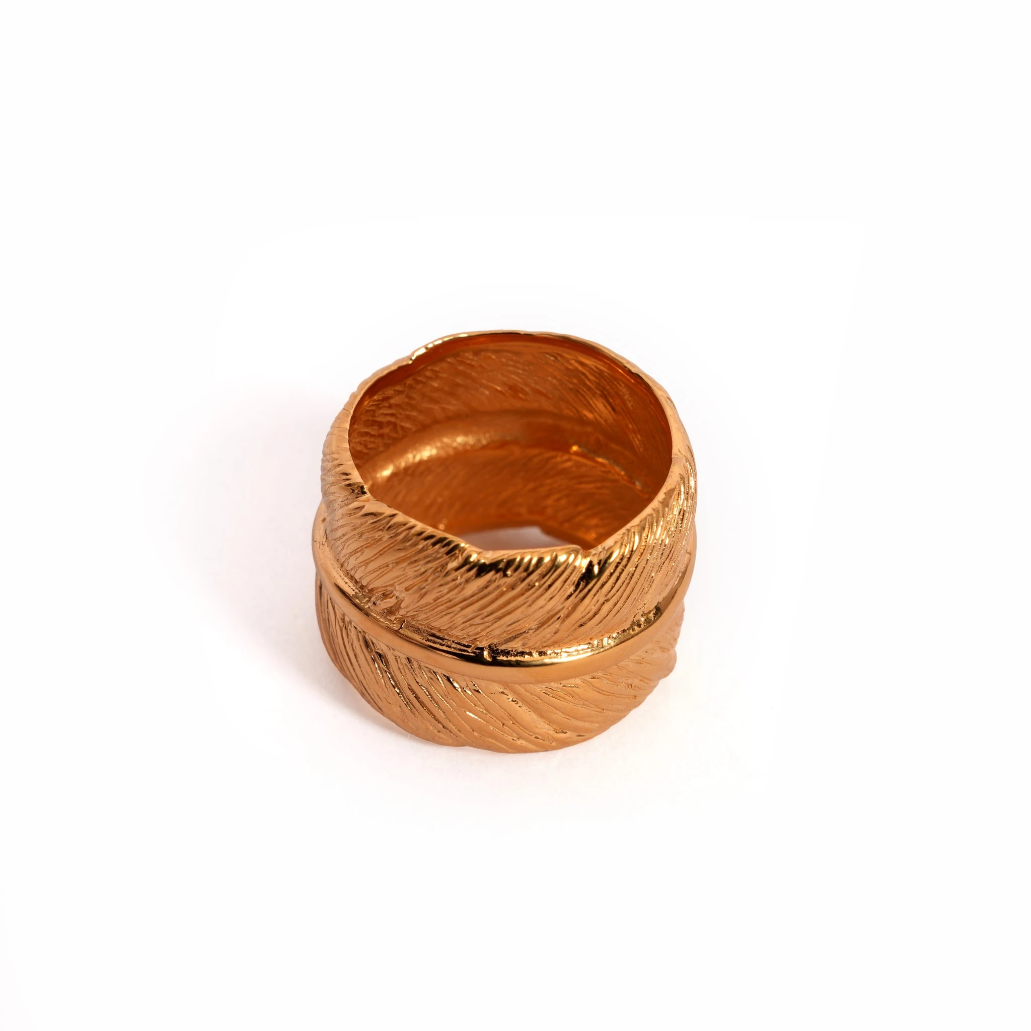 Breiter Ring aus vergoldetem Sterlingsilber 925 – Strukturdesign